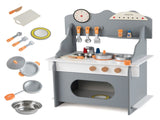 Gray Wooden Toddler Play Kitchen with Sink & Accessories, Safe Gift for Kids 3 10017256