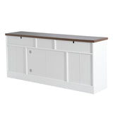 Modern White TV Console, 67" Width TV Stand, Glass Doors & Storage Drawers, Adjustable Shelves N779P296233W