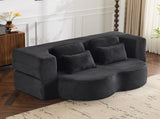 Queen Size Sofa Bed, Chenille Futon Sofa Couch, High-Density Foam Convertible Sleeper Sofa, W1829P280218