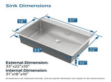 Stainless Steel Kitchen Sink, 33x22 Single Bowl, Overmount Handmade Sink in Dark Gray, with US 80141518