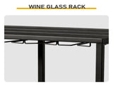 Black Outdoor Patio Bar Table with Multi-Tier Storage Shelves & Wine Glass Rack, Iron Bar Table, 110 35459775