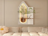Adjustable 3-Color LED Sandstone Wall Decor with Simulated Green Plants - 3D Art Sculpture, Glass W2700P313032