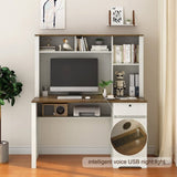 Computer Desk with Hutch & Bookshelf,Wood Executive Desk Teens Student Desk Writing Laptop Home W1321P205015