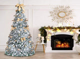7 FT Snow Flocked Pre-lit Artificial Pop Up Christmas Tree with 170 Warm Lights and Golden Ornaments 44029912