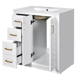 30'' Bathroom with Ceramic Sink Combo,Solid Wood Frame Bathroom Storage Cabinet, Freestanding N710P191970K