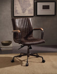 ZUN Distress Chocolate Swivel Office Chair with Pneumatic Lift B062P215475