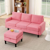 ZUN Upholstered Sectional Sofa Couch, L Shaped Couch With Storage Reversible Ottoman Bench 3 Seater for W1191126336