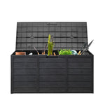 ZUN 75gal 280L Outdoor Garden Plastic Storage Deck Box Chest Tools Cushions Toys Lockable Seat BLACK 43351783