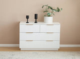 White P2 Particle Board and Density Board Wavy Pattern Drawer Front Three-Level Four-Drawer Bedside 33325680