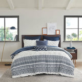 Full/Queen 3 Piece Cotton Duvet Cover Set with Chenille Tufting B035129137