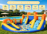 6-in-1 Inflatable Water Slide Bounce House Kids Jumping Castle with Slide, Basket, Pool, Climbing 40378251