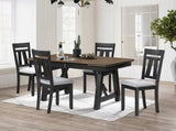 Cottage Style Dining Side Chair 2pc Set Upholstered Seat Wheat Charcoal Finish Dining Room Wooden B011P290536
