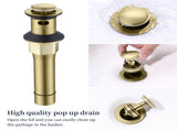 Bathroom Faucet Brushed Gold with Pop-up Drain & Supply Hoses 2-Handle 360 Degree High Arc Swivel 65191981