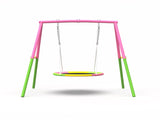 Flying Saucer Swing Set with Heavy Duty A-Frame Metal Swing Stand, Full Steel, Outdoor for Kids, W1163P363321