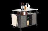 Large bar cart,Outdoor Kitchen Wicker Island Rolling Cart & Storage Cabinet, Wheels and Stainless W640P256898