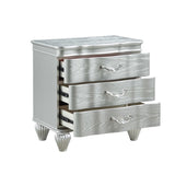 Landmark Traditional Style 3-Drawer Night stand With metal drawer pulls Made with Wood in Silver B009P235327