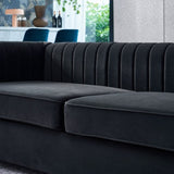 Contemporary Velvet Sofa Couch 84.25''W for Living Room, Black W57946163