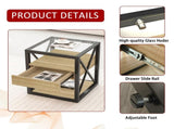 1 piece Modern End Table with Drawer - Nightstand for Bedroom & Living Room, Natural Wood MDF & W241P246913