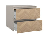 2 Drawer Herringbone Nightstand with Handle-Free Drawers, Soft Beige / Herringbone 26805359
