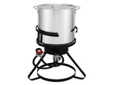 13*32inch Four-Piece Set, Black Round Iron Stove Frame, Silver Aluminum 30qt Turkey Pot 10qt Fish 39889046