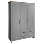 ZUN Three Door Storage Wardrobe with Cabinets and Two Hanging Rods,Gray 44921896