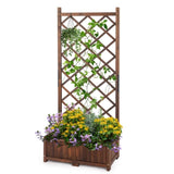 ZUN Wood Planter Raised Garden Bed with Trellis, 67 Inch Height Outdoor Garden Flower Standing Planter 45093764