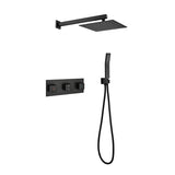Brass Matte Black Shower Faucet Set Shower System 10 Inch Rainfall Shower Head with Handheld Sprayer 76070981