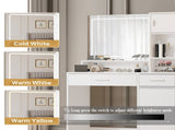 Vanity Desk with Mirror and LED Light Strip,Dressing Table with Large Drawer, 3 Level Storage W2386P233325