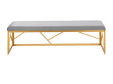 Folia Glam Metal Bench in Gold Steel and Grey Velvet by B202P223516