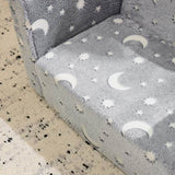 Glow-in-the-Dark Kids Foldable Sofa Bed All-Sponge Single Chaise Lounge Light Grey Star & Moon 41602127