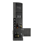 ZUN Syrah Corner Bar Cabinet, Eight Bottle Cubbies, Double Door, Two Open Shelves -Smokey Oak B20091986