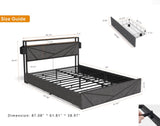 LED Queen Bed Frame, Storage Headboard with Charging Station, Solid and Stable, Noise Free, No Box W2129P262891