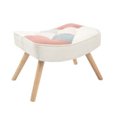 ZUN Rocking Chair with ottoman, Mid Century Fabric Rocker Chair with Wood Legs and Patchwork Linen for W561P175989