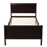 Wood Platform Bed Twin Bed Frame Mattress Foundation Sleigh Bed with Headboard/Footboard/Wood Slat WF192439AAP