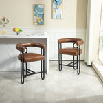 ZUN House Hold Bar Set of 1, Modern Bar Stool with Back, Black Metal Frames, Upholstered Bar W1588P207629