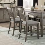 Antique Gray Finish Counter Height 2pc Set Dining Room Furniture Upholstered Seat Wooden B011104516