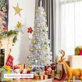 7 Feet White Artificial Christmas Pencil Tree with Folding Metal Stand 87508550