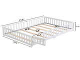 Twin Size Floor Bed with Door,Solid Wood Platform Bed Frame with Fence,Suitable for children,Pine W495123237