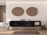 15cm E0 particleboard with hemp surface, two draws and three holes with lock, salon cabinet, black 80275386