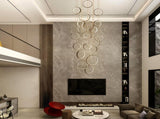 20 Ring High Ceiling Chandelier Foyer, Black Modern LED Large Staircase Long Chandeliers Light 69883940