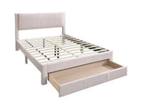 Contemporary 1pc Queen Size Bed w Storage Drawer Light Pink Corduroy Texture Design Platform B011P238967