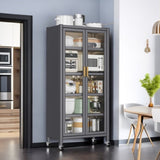 Open-door kitchen shelving Floor-to-ceiling multilevel household microwave storage cabinet bowls 88888451