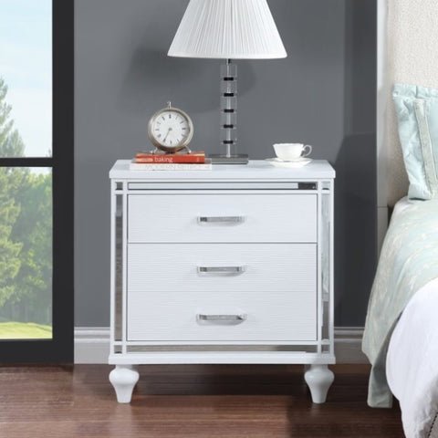 ZUN Contemporary Nightstands with mirror frame accents, Bedside Table with two drawers and one hidden W1998131735