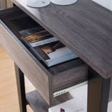 ZUN Home, Elegant Console Table, Display Table with Drawer and Bottom Shelf in Distressed Grey and Black B107130830