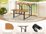 Unique One-Side Acacia Wood Patio Table & Bench Set, Combineable for Picnic & Leisure 45513631