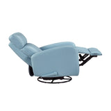 Glider Recliner Chair with Swivel Motion Blue Leather Upholstery Solid Wood Comfort Luxury Living B011P330087