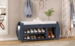 ZUN TREXM Retro Multifunctional Storage Bench with Cushion and Curved Side Panel for Entrance and Living N715P194061M