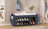 ZUN TREXM Retro Multifunctional Storage Bench with Cushion and Curved Side Panel for Entrance and Living N715P194061M