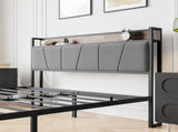 Queen Size Bed Frame, Storage Headboard with Charging Station, Solid and Stable, Noise Free, No Box 81172489