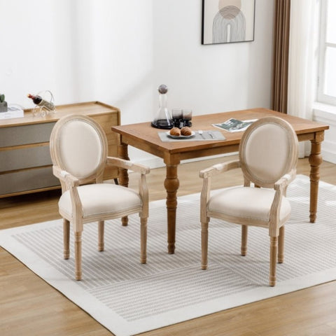 ZUN French Style Solid Wood Dining Chair,Set of 2,Cream W1622123549